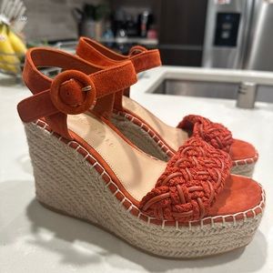 Veronica Beard Reema Espadrille Platform Sandal in coral red